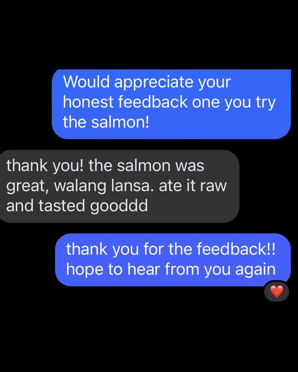 Customer message