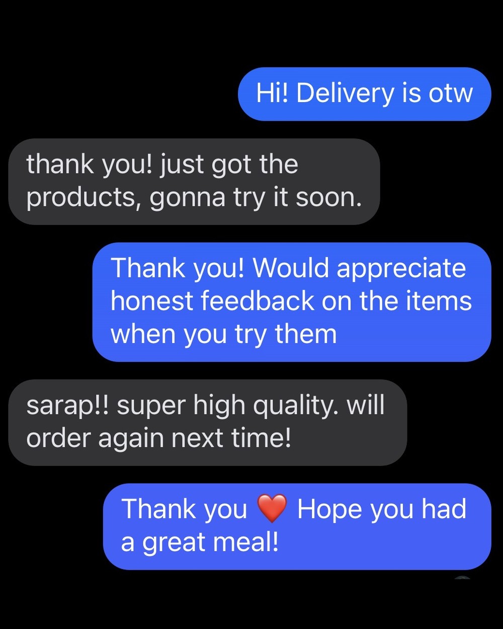 Customer message