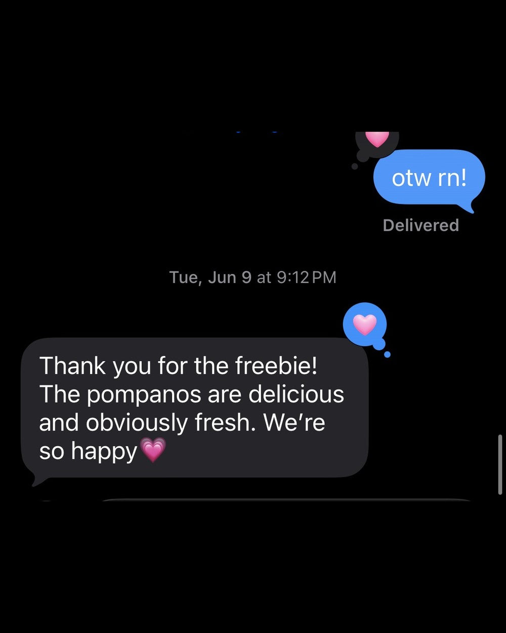 Customer message