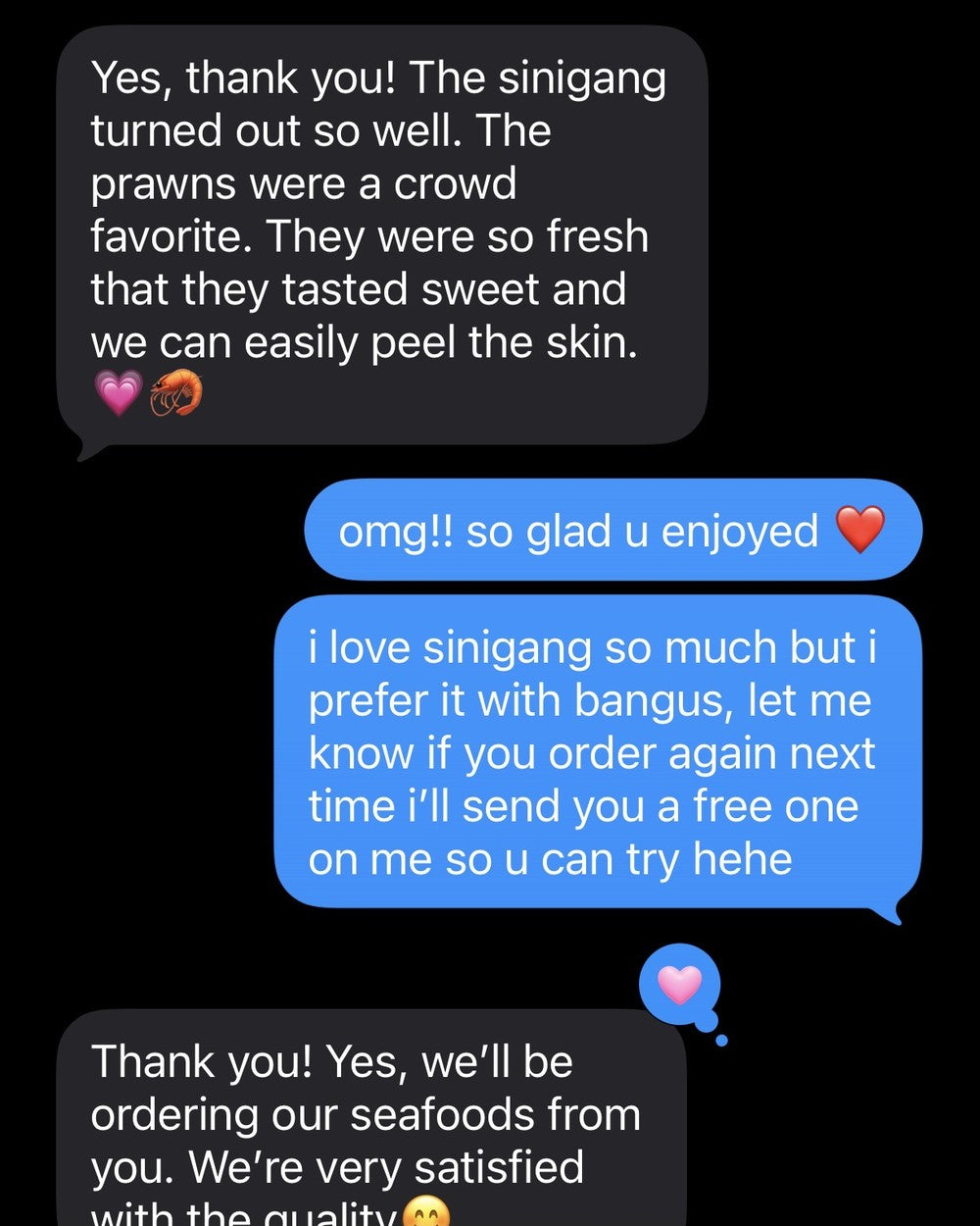 Customer message